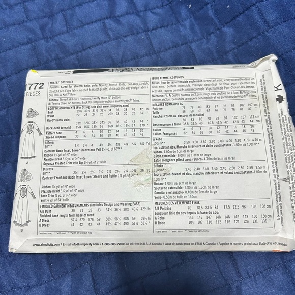 Simplicity 1772 - 4-6-8-10-12 Gothic Costume Pattern uncut - Picture 3 of 8